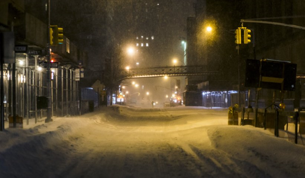 A snowstorm in New York City.