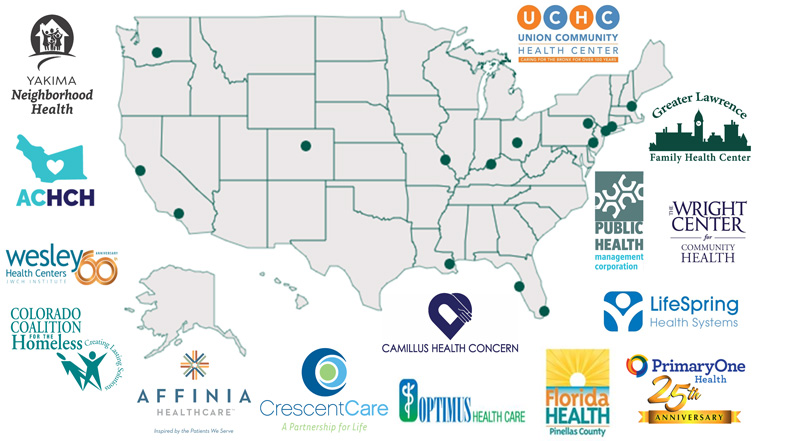Vaccine Ambassador project award winners on map with logos