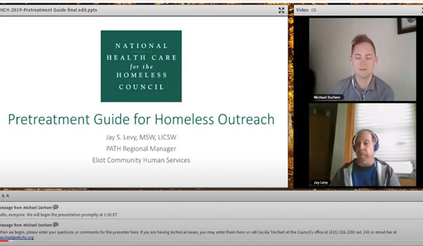 screenshot of webinar about homeless outreach