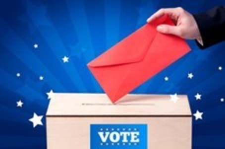 Illustration of voting envelope going in ballot box